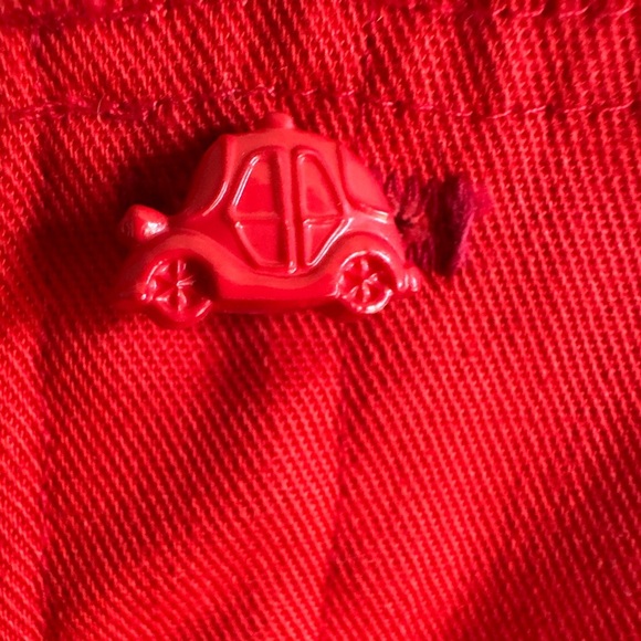 Vintage Rob Roy Bibo Bright Red Overalls 18 months Car buttons Euc - Picture 2 of 16